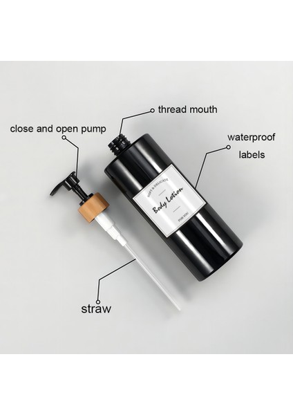 500 Ml-Siyah Stil Bambu Pompa Sabunluk Mutfak Banyo Için El Bulaşık Sabunu Şampuan Kremi Vücut Yıkama Dispenseri Su Geçirmez Etiketler ile (Yurt Dışından) fırsatları