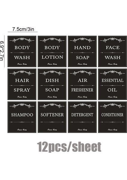B-Siyah Tarzı Su Geçirmez Dağıtıcı Şişe Etiketleri Şampuan Kremi El Yıkama Duş Şişe Çıkartmalar Çıkarılabilir Banyo Dekorasyon Dağıtıcı (Yurt Dışından)