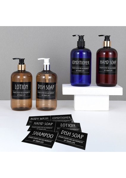 B-Siyah Tarzı Su Geçirmez Dağıtıcı Şişe Etiketleri Şampuan Kremi El Yıkama Duş Şişe Çıkartmalar Çıkarılabilir Banyo Dekorasyon Dağıtıcı (Yurt Dışından) fiyatları