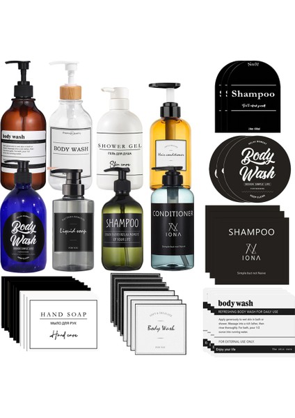 B-Siyah Tarzı Su Geçirmez Dağıtıcı Şişe Etiketleri Şampuan Kremi El Yıkama Duş Şişe Çıkartmalar Çıkarılabilir Banyo Dekorasyon Dağıtıcı (Yurt Dışından) indirimleri