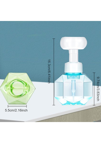 Mavi Stil 300 ml Çiçek Sabunluk Köpük Pompa Şişesi Mutfak Plastik Doldurulabilir Kaplar Kozmetik Yüz Temizleyici Şampuan Duş 300 ml (Yurt Dışından)