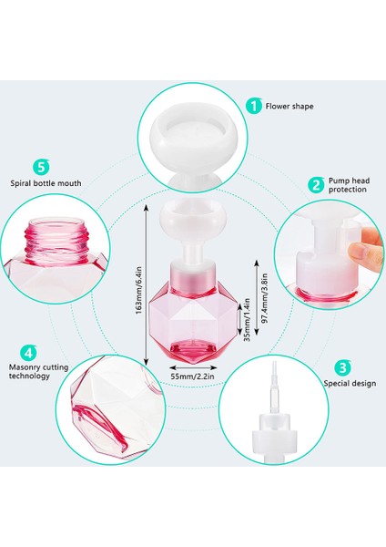 Mavi Stil 300 ml Çiçek Sabunluk Köpük Pompa Şişesi Mutfak Plastik Doldurulabilir Kaplar Kozmetik Yüz Temizleyici Şampuan Duş 300 ml (Yurt Dışından) indirimleri