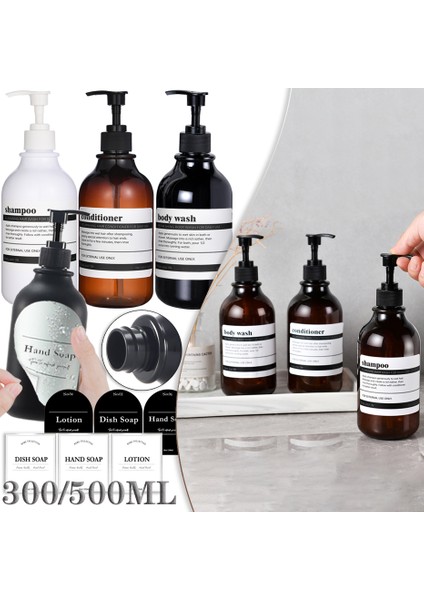 Net Stil 500ML ml Banyo Sabunluk Şişe Şampuan Duş Jeli Doldurulabilir Şişe Seyahat Depolama Şişe Su Geçirmez Etiket (Yurt Dışından) modelleri