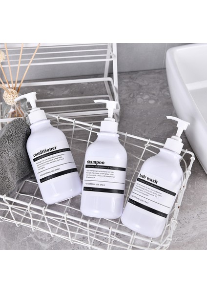 Net Stil 500ML ml Banyo Sabunluk Şişe Şampuan Duş Jeli Doldurulabilir Şişe Seyahat Depolama Şişe Su Geçirmez Etiket (Yurt Dışından) fırsatları