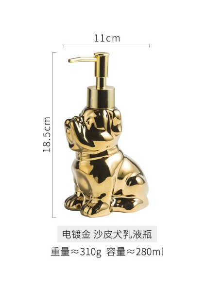 Bir Stil Seramik Losyon Şişe Basın Kafa Sabun Şişesi Karikatür Köpek Altın Köpek Tuvalet Depolama Sabunluk Banyo Aksesuarları (Yurt Dışından)