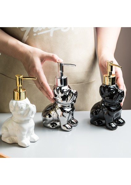 Bir Stil Seramik Losyon Şişe Basın Kafa Sabun Şişesi Karikatür Köpek Altın Köpek Tuvalet Depolama Sabunluk Banyo Aksesuarları (Yurt Dışından) modelleri