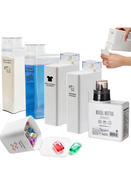 E Tarzı Doldurulabilir Çamaşır Sabunu Dağıtıcı Boş Kaplar Çamaşır Tozu Deterjanı Yumuşatıcı Şişesi Çamaşır Boncuk Saklama Kutusu (Yurt Dışından) fiyatları