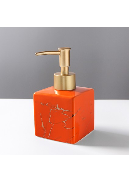 Turuncu Tarzı Mermer Doku Kare Taşınabilir Sabunluk Banyo Malzemeleri Şampuan Boş Şişe Altın Presleme Kafası El Temizleyici Şişe (Yurt Dışından)