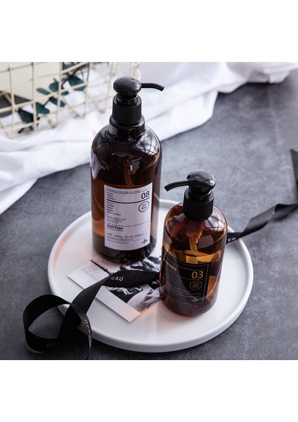 E-500ML Tarzı ml Iskandinav Tarzı Kahverengi Banyo Doldurulabilir Şişe Duş Jeli Şampuan Basın Şişesi Duş Jeli Doldurulabilir Banyo Depolama Şişeleri (Yurt Dışından)