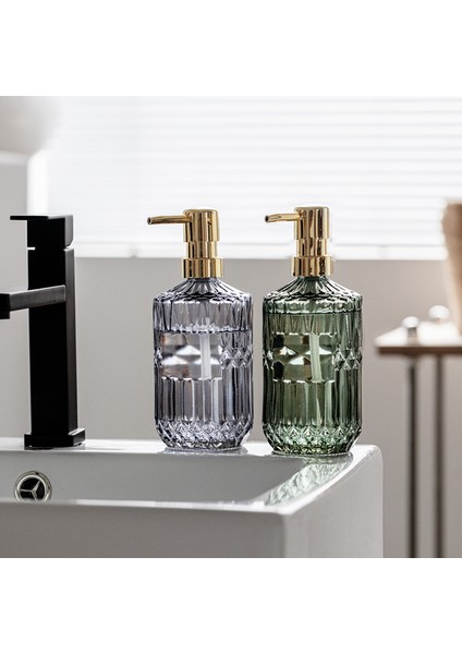 H Tarzı 450ML Cam Losyon Şişesi Manuel Pres Sabunluk Şişesi Doldurulabilir Duş Jeli Şampuan Konteyner Şişeleri Banyo Mutfak Için (Yurt Dışından)