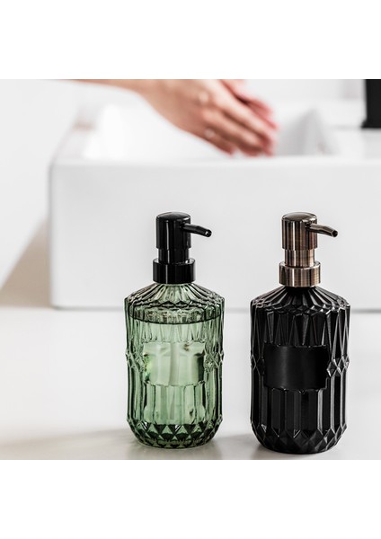 H Tarzı 450ML Cam Losyon Şişesi Manuel Pres Sabunluk Şişesi Doldurulabilir Duş Jeli Şampuan Konteyner Şişeleri Banyo Mutfak Için (Yurt Dışından)