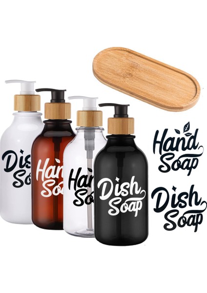 Şişe Beyazı Tarzı Bambu Pompalı Dağıtıcı Şişe Etiketli Bulaşık El Basın Dağıtıcı Mutfak Banyo Tezgahı Sabun Kabı Ev Dekorasyon (Yurt Dışından) fiyatları