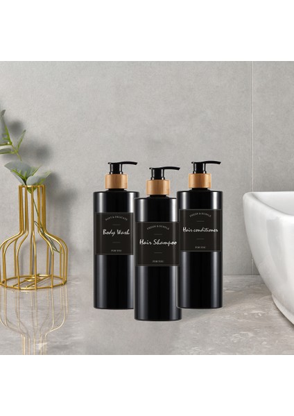 Şeffaf Stil 300 ml Banyo Sabunluk Şampuan Vücut Yıkama Şişesi Mutfak Bulaşık Ahşap Pompa Şişesi Doldurulabilir El Sabunu Şişesi ml (Yurt Dışından)