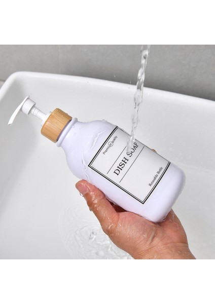 Beyaz Stil 300 ml ml Banyo Sabunluk Şişesi Şampuan ve Duş Jeli Dağıtıcı Doldurulabilir Pres Losyon Şişesi Su Geçirmez Etiketler (Yurt Dışından) fırsatları