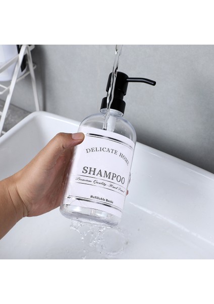 No.17 Tarzı Eczacı Sabunluk Zarif Banyo Duş Şişesi Paslanmaz Çelik Pompa Şampuan Kremi Vücut Yıkama Için Plastik Şişe (Yurt Dışından)