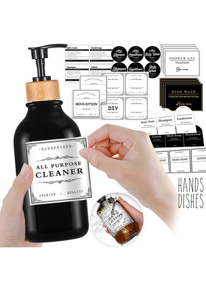 G Tarzı Çıkarılabilir Su Geçirmez Etiket Mutfak Bulaşık Sabunu Banyo Şampuanı ve Saç Kremi Sabunluk Etiketi Benzersiz Şişe Çıkartmaları (Yurt Dışından) fırsatları