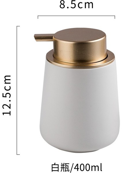 Beyaz Stil 400 ml Seramik Losyon Sabun Şişesi 400 ml Sabun Pompası Dispenserleri ve Jel El Dezenfektanı Kabı Duş Köpüğü Seti Banyo Aksesuarları Seti (Yurt Dışından)