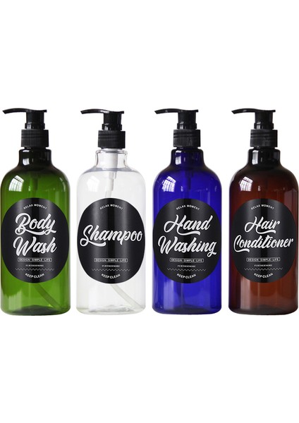 Bir Stil Şampuan 500ML Sabun Pompalı Şişe Dağıtıcı Banyo Doldurulabilir Şampuan Duş Kremi Konteyner Plastik Boş Şişeler (Yurt Dışından)