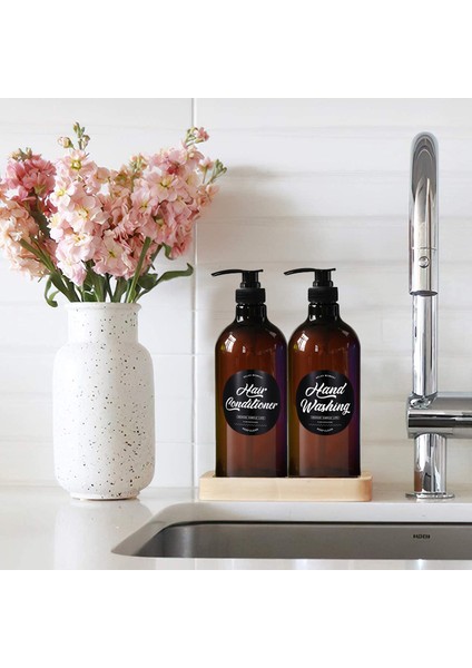 Bir Stil Şampuan 500ML Sabun Pompalı Şişe Dağıtıcı Banyo Doldurulabilir Şampuan Duş Kremi Konteyner Plastik Boş Şişeler (Yurt Dışından)