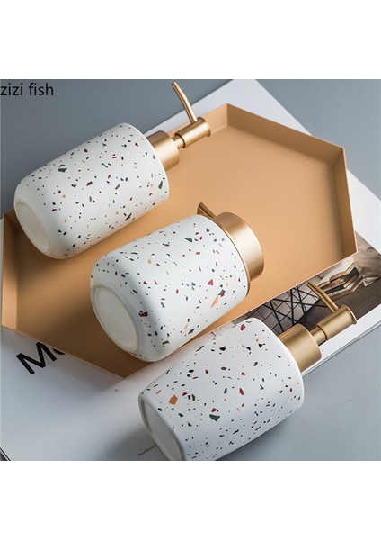 Sarı Stil Seramik El Yıkama Sıvısı Şişesi Renk Terrazzo Desen Banyo Malzemeleri Losyon Şişesi Sabun Şişesi Taşınabilir Sabunluklar (Yurt Dışından) fırsatları