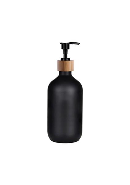 Siyah Stil Sabunluk Şişe Mat Siyah Mutfak Doldurulabilir Eller Yemekleri Basın Şişe Bambu Ahşap Pompa Banyo Depolama Şişesi 500 ml (Yurt Dışından)