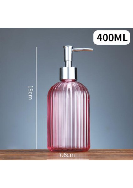 Pembe Tarzı 400ML Yüksek Li Büyük 400 ml Manuel Sabunluk Şeffaf Cam El Dezenfektanı Şişe Kapları Basın Boş Şişeler Banyo#gh (Yurt Dışından)