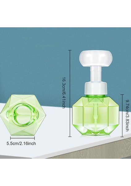 Yeşil Stil Çiçek Sabunluk Köpük Pompa Şişesi Mutfak Plastik Doldurulabilir Kaplar Kozmetik Yüz Temizleyici Şampuan Duş 300 ml (Yurt Dışından)