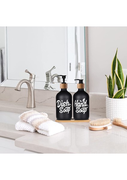 Fildişi Tarzı 500 ml Mat Siyah Bulaşık Sabunu El Sabunu Şişesi Mutfak Sabunluk Bambu Ahşap Pompa Doldurulabilir Şişe Banyo Aksesuarları (Yurt Dışından) indirimleri