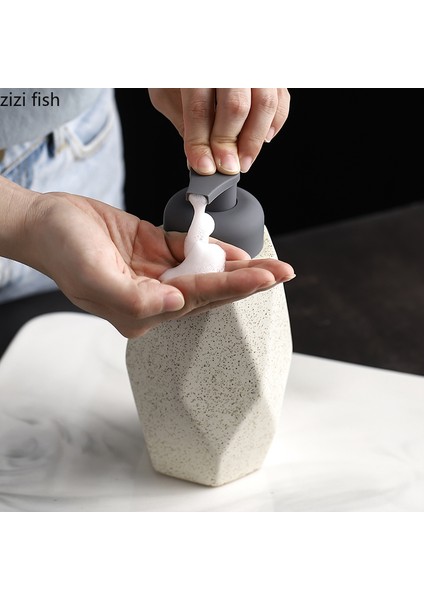 SIYAH-400ML Tarzı Seramik Köpük Sabunluk Şişesi Mutfak El Dezenfektanı Şişesi Şampuan Vücut Yıkama Losyonu Şişesi Oteller Için Özelleştirilebilir Logo (Yurt Dışından)