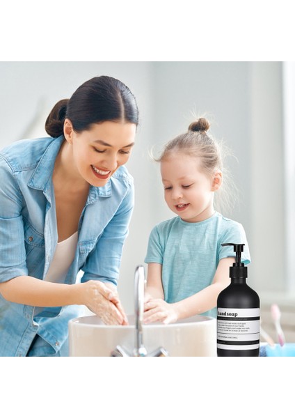 Yemekleri Tarzı 500 ml Mat Siyah Sabunluk Şişe Şampuan Kremi Vücut Yıkama Doldurulabilir Şişe Bulaşık Sabunu El Sabunu Su Geçirmez Etiket (Yurt Dışından)