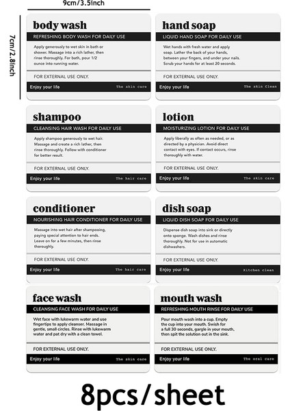 No.3 Tarzı Cam Plastik Şişeler Için Su Geçirmez Sabun Etiketleri Çıkarılabilir Dağıtıcı Etiket Çıkartmaları Losyon Şampuan Için Temizleme Şişesi Etiketi (Yurt Dışından)