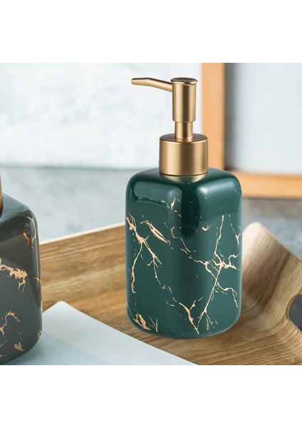 Yeşil Stil Mermer Desen Sabunluk Losyon Şişesi Duş Jeli Şampuan Şişesi Dekoratif 300 ml Lüks Pompa Banyo Ev Restoran Için (Yurt Dışından)