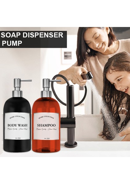 Siyah Stil Dıy Banyo Su Geçirmez Etiket Şampuan Vücut Sabunu Dispenseri Mutfak Doldurulabilir Bulaşık Sabunu Dispenseri Çıkarılabilir Etiket Seti ile (Yurt Dışından)