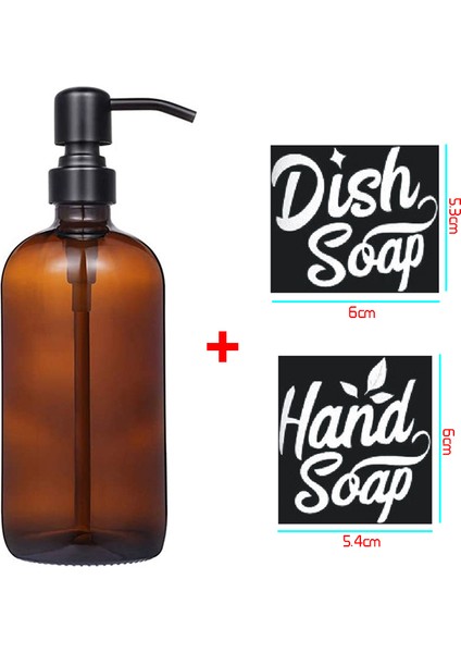 C Tarzı 500 ml Kalın Amber Sabunluk Cam Kavanoz Etiketli Mat Siyah Paslanmaz Çelik Pompa Esansiyel Yağı Losyon Sabun Şişesi ml (Yurt Dışından)