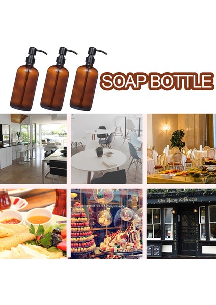 C Tarzı 500 ml Kalın Amber Sabunluk Cam Kavanoz Etiketli Mat Siyah Paslanmaz Çelik Pompa Esansiyel Yağı Losyon Sabun Şişesi ml (Yurt Dışından) fiyatları