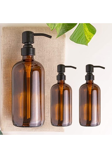 C Tarzı 500 ml Kalın Amber Sabunluk Cam Kavanoz Etiketli Mat Siyah Paslanmaz Çelik Pompa Esansiyel Yağı Losyon Sabun Şişesi ml (Yurt Dışından) modelleri