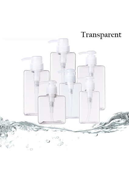 Şeffaf Stil 250 ml Seyahat Boş Losyon Pompa Şişesi Banyo Doldurulabilir Kare Plastik Dağıtıcı Uçucu Yağ Sabunu Losyon Şampuan Kremi (Yurt Dışından)