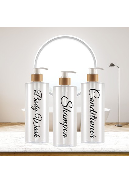 Çoklu Stil 500 ml Banyo Sabunluk Şampuan Vücut Yıkama Şişesi Mutfak Bulaşık Ahşap Pompa Şişesi Doldurulabilir El Sabunu Şişesi ml (Yurt Dışından)
