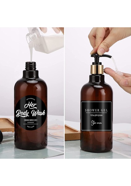 E Tarzı 500 ml Sabunluk Şişe Banyo Şampuanı Altın Pompa Şişe Mutfak Bulaşık Sabunu Depolama Büyük Kapasiteli Duş Jeli Boş Şişe (Yurt Dışından)
