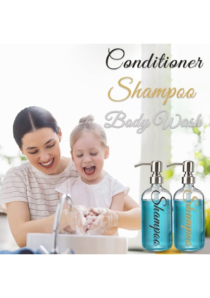 F Tarzı Pompa Şişesi Şeffaf Sabunluk Doldurulabilir Banyo Şampuanı Saç Kremi Vücut Yıkama Su Geçirmez Etiketli Alt Şişeleme (Yurt Dışından) fırsatları