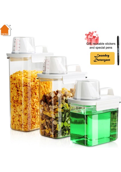 2300 ml Tarzı Metka Toz Çamaşır Deterjan Dispenseri Kedi Kuru Gıda Saklama Kabı Çok Amaçlı Plastik Tahıl Kavanoz Ölçmeli (Yurt Dışından) fiyatları