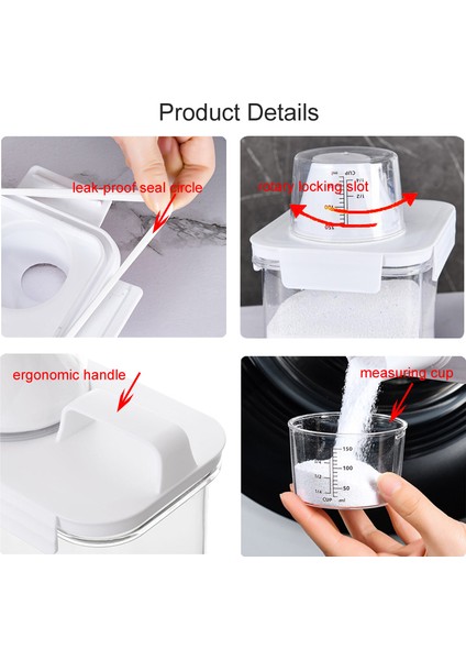 2300 ml Tarzı Metka Toz Çamaşır Deterjan Dispenseri Kedi Kuru Gıda Saklama Kabı Çok Amaçlı Plastik Tahıl Kavanoz Ölçmeli (Yurt Dışından) modelleri