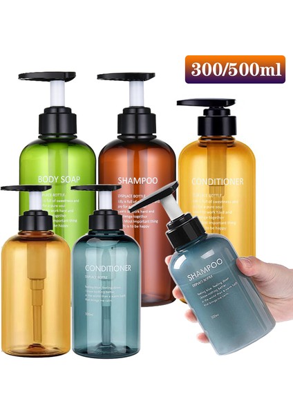 Sarı Stil 500ML 3 Adet Banyo Şampuanı Sabunluk Şişesi Büyük Kapasiteli ml Pres Tipi Losyon Boş Şişe (Yurt Dışından) fiyatları
