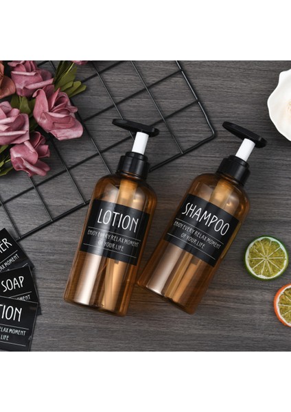 Sarı Stil 500ML 3 Adet Banyo Şampuanı Sabunluk Şişesi Büyük Kapasiteli ml Pres Tipi Losyon Boş Şişe (Yurt Dışından) indirimleri