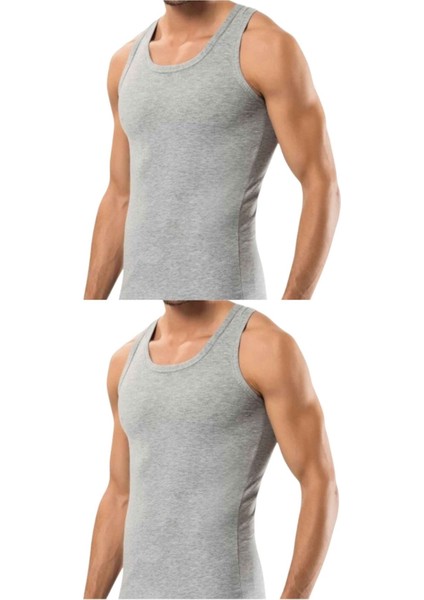2 Adet Erkek Slim Fit Dar Kalıp Likralı Penye Sporcu Atleti(Rambo Atleti)