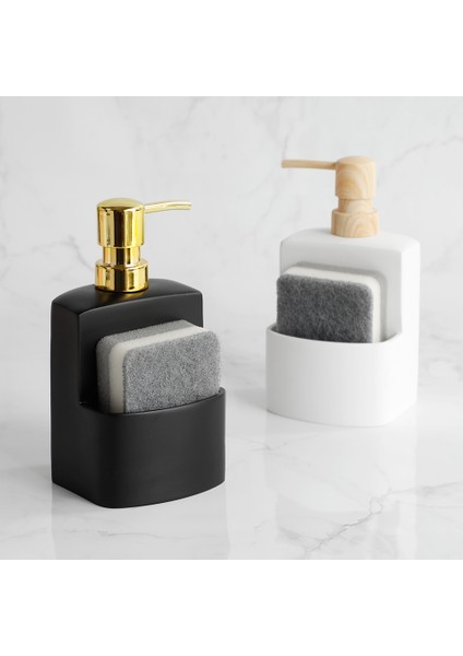 Beyaz Stil 350ML Mutfak Lavabo Tezgahı Sıvı El Sabunu Dispenseri Pompa Şişe Caddy Sünger Tutucu Banyo Tezgahı Depolama ve Organizasyon (Yurt Dışından) indirimleri