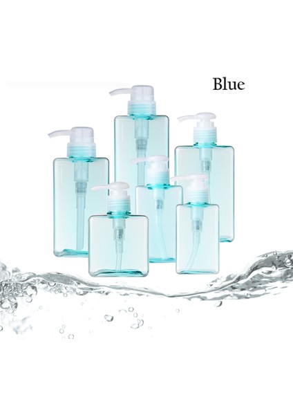 Mavi Stil 650ML Seyahat Boş Losyon Pompa Şişesi Banyo Doldurulabilir Kare Plastik Dağıtıcı Uçucu Yağ Sabunu Losyon Şampuan Kremi (Yurt Dışından)