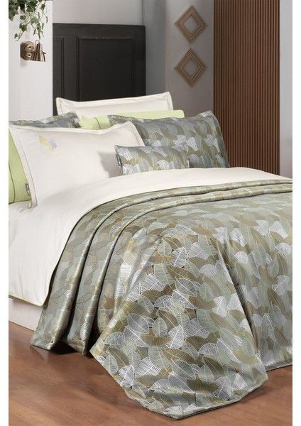 Ulrika Gri Çift Kişilik %100 Pamuk Nevresim Takımı ve Yatak Örtüsü Seti