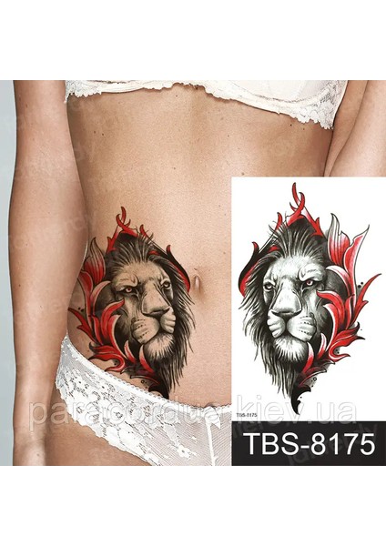 Gerçekci Aslan Figürlü Geçici Dövme Tattoo