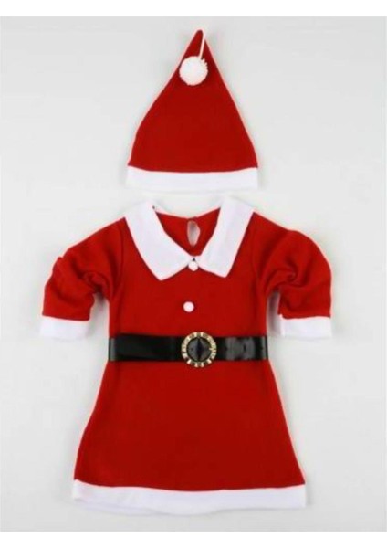 Kız Çocuk Yılbaşı Noel Kostümü Kıyafeti Kırmızı-4-5 Yaş